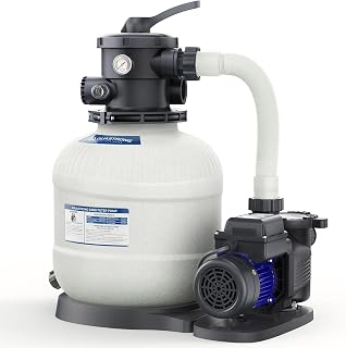 AQUASTRONG 14in Sand Filter Pump for Above Ground Pools - 3000 GPH, 2/3 HP, Programmable Timer, 6-Way Valve