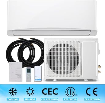 9000 BTU Mini Split Air Conditioner/Heater with Heat Pump 17 SEER2 115V Split Heater, Max Coverage Area Up to 450 Sq. Ft, Remote Control, Multiple Modes White