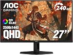 AOC Q27GAZD 27" QD OLED Gaming Monitor, QHD 2560 x 1440, 240Hz 0.03ms, HDMI 2.0 x1, Display Port x1, G-Sync Compatible, Console Gaming Ready, 3-Year Zero-Bright-Dot
