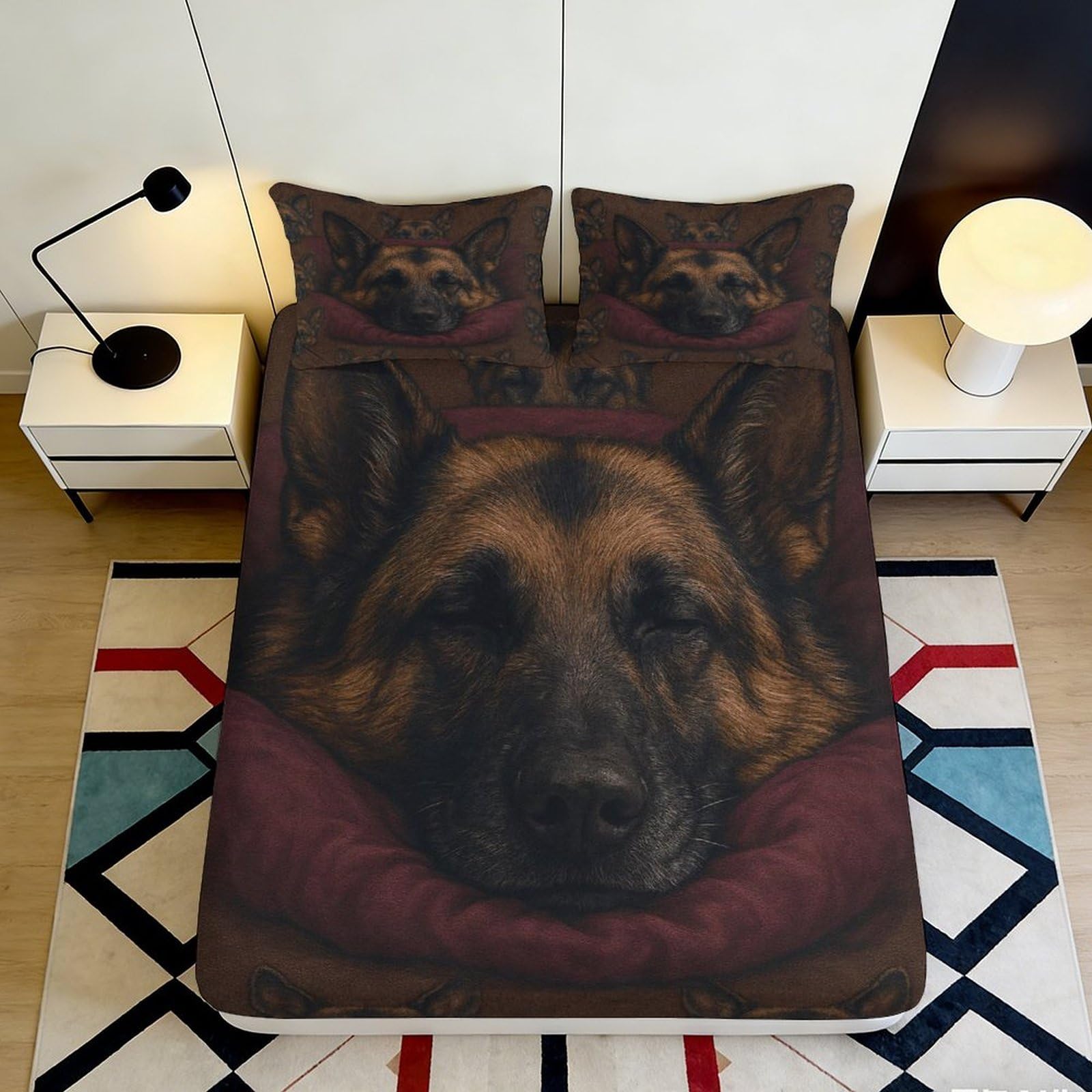Pnayamiorkfel Style-5 3D Printed German Shepherd Fitted Sheet Microfiber Dog Face Mattress Cover For Bedroom Dorm Protective Decor 90X200x25cm
