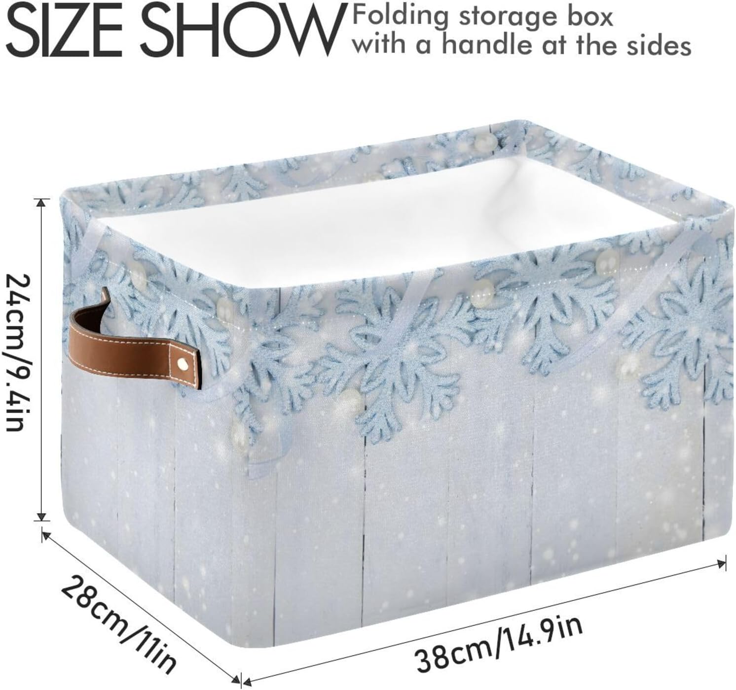 senya Christmas Basket, Christmas Background with Snowflakes Foldable Fabric Collapsible Storage Bins Organizer Bag for Storage Clothes image 4