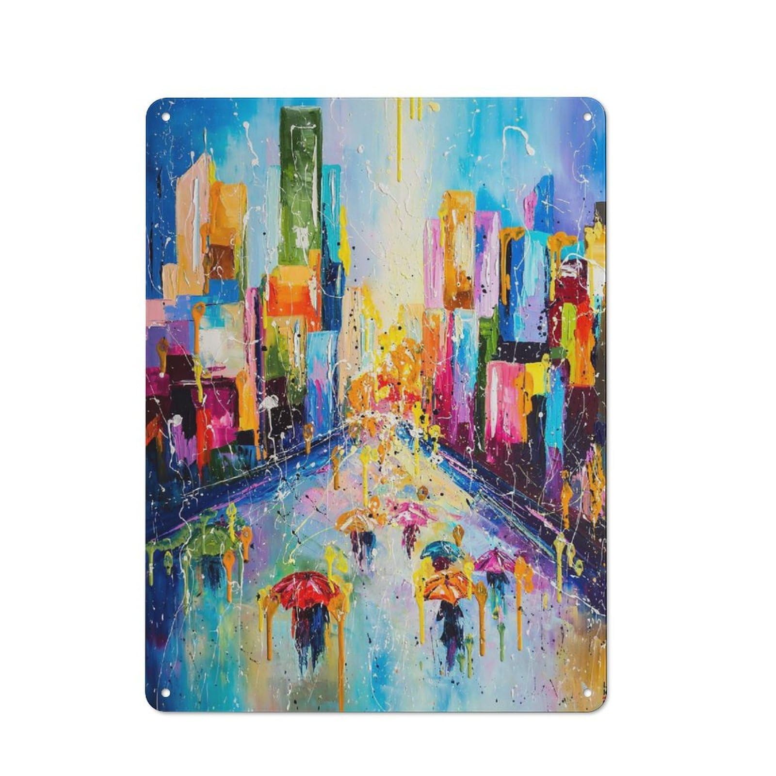 Junmoney Rainy City 40X30cm Retro Tin Sign With For Dining Room Or Kitchen, For Metal Sign Collectors, For Garage And Workshop Walls