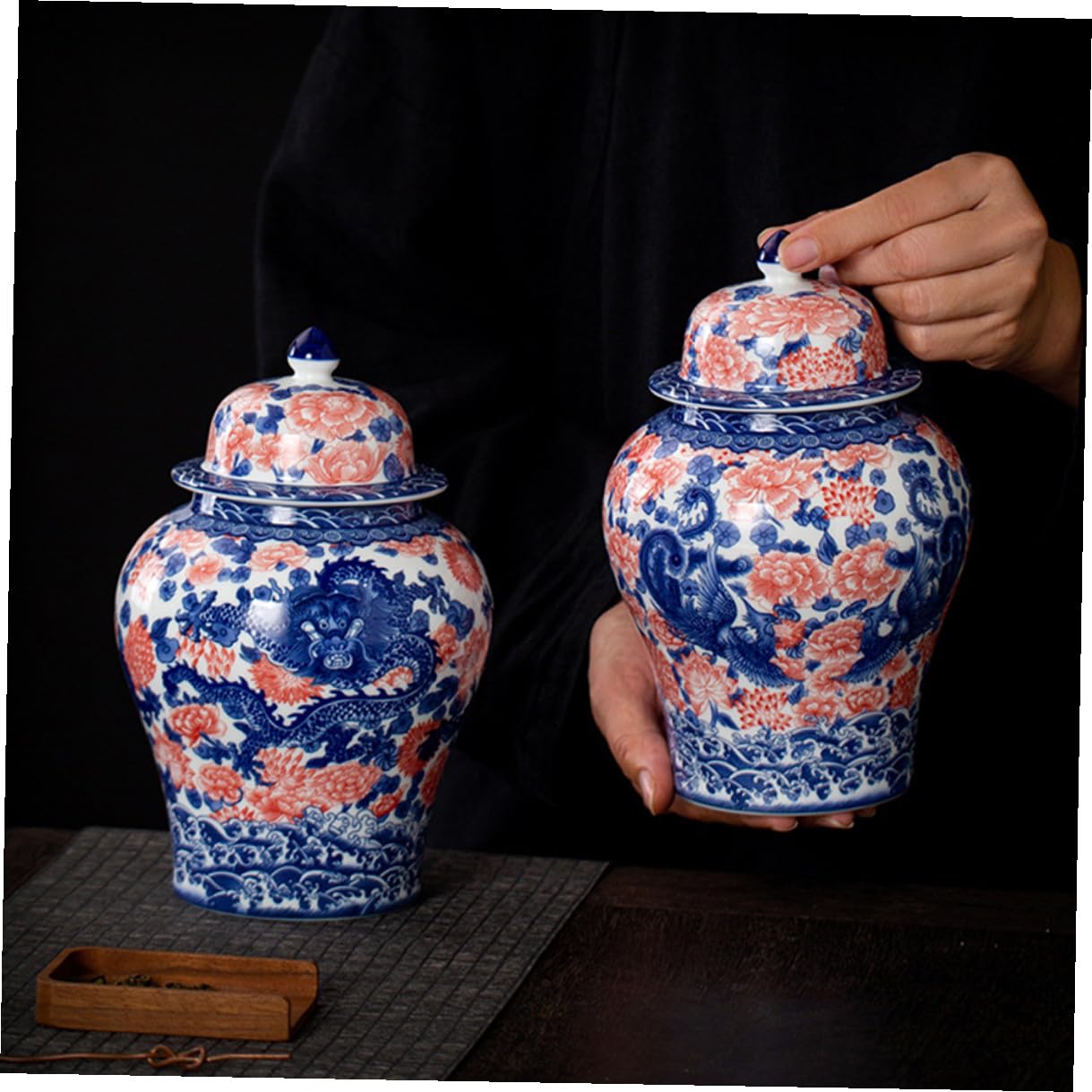 Generico Barattolo Tè Ermetico in Ceramico Retro 1300ml Contenitore per Tè e Dolcetti, Conservazione Sigillata, Stile Semplice per Cucina e Arredamento