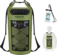 Vista 14 de Piscifun Bolsa seca, mochila flotante impermeable 10L/20L/30L/40L con funda impermeable para teléfono para navegación, kayak, pesca