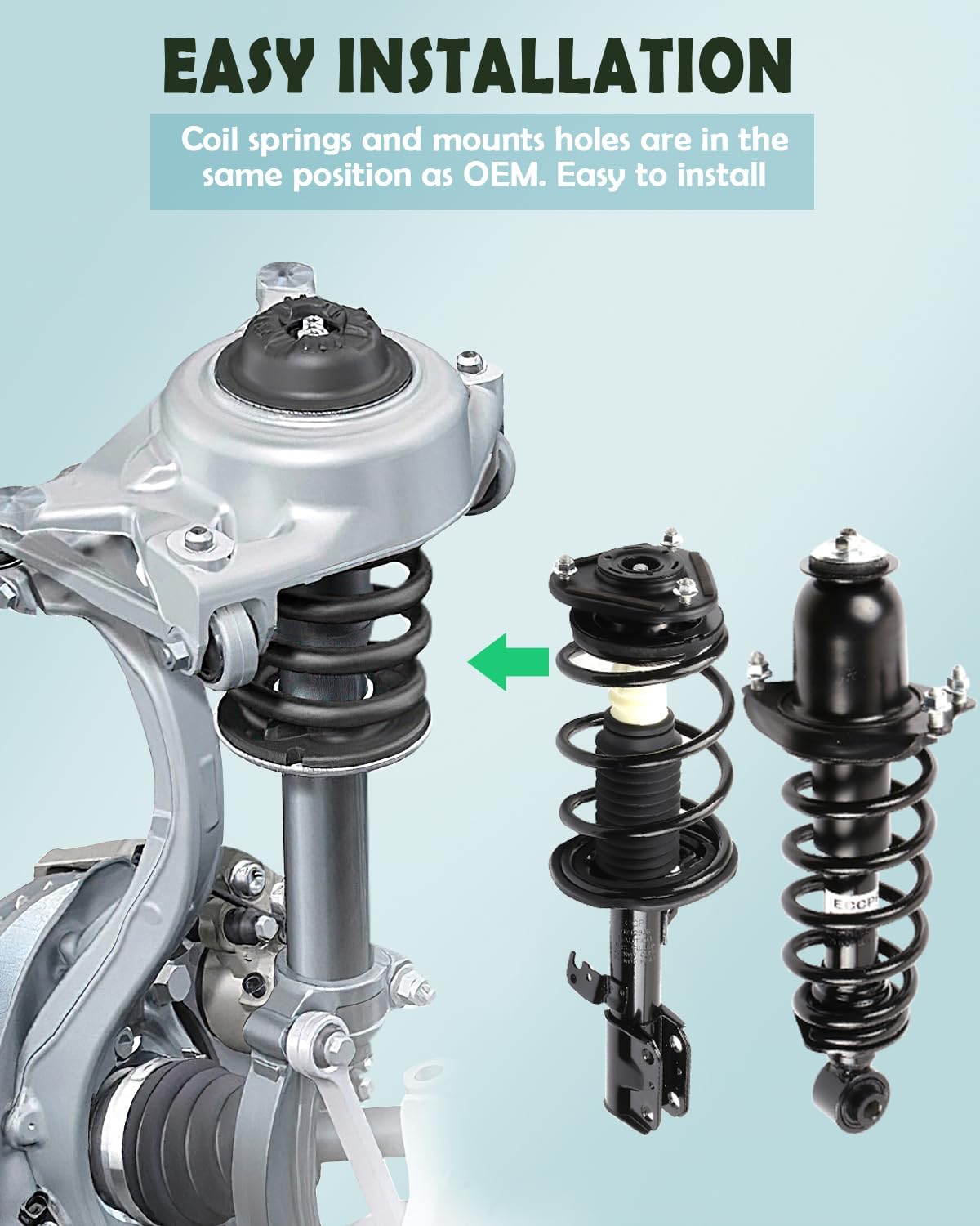 SCITOO Front and Rear Pair Strut & Spring Complete Assembly Compatible with 2005-2010 for Scion tC Complete Struts 172391 172400L