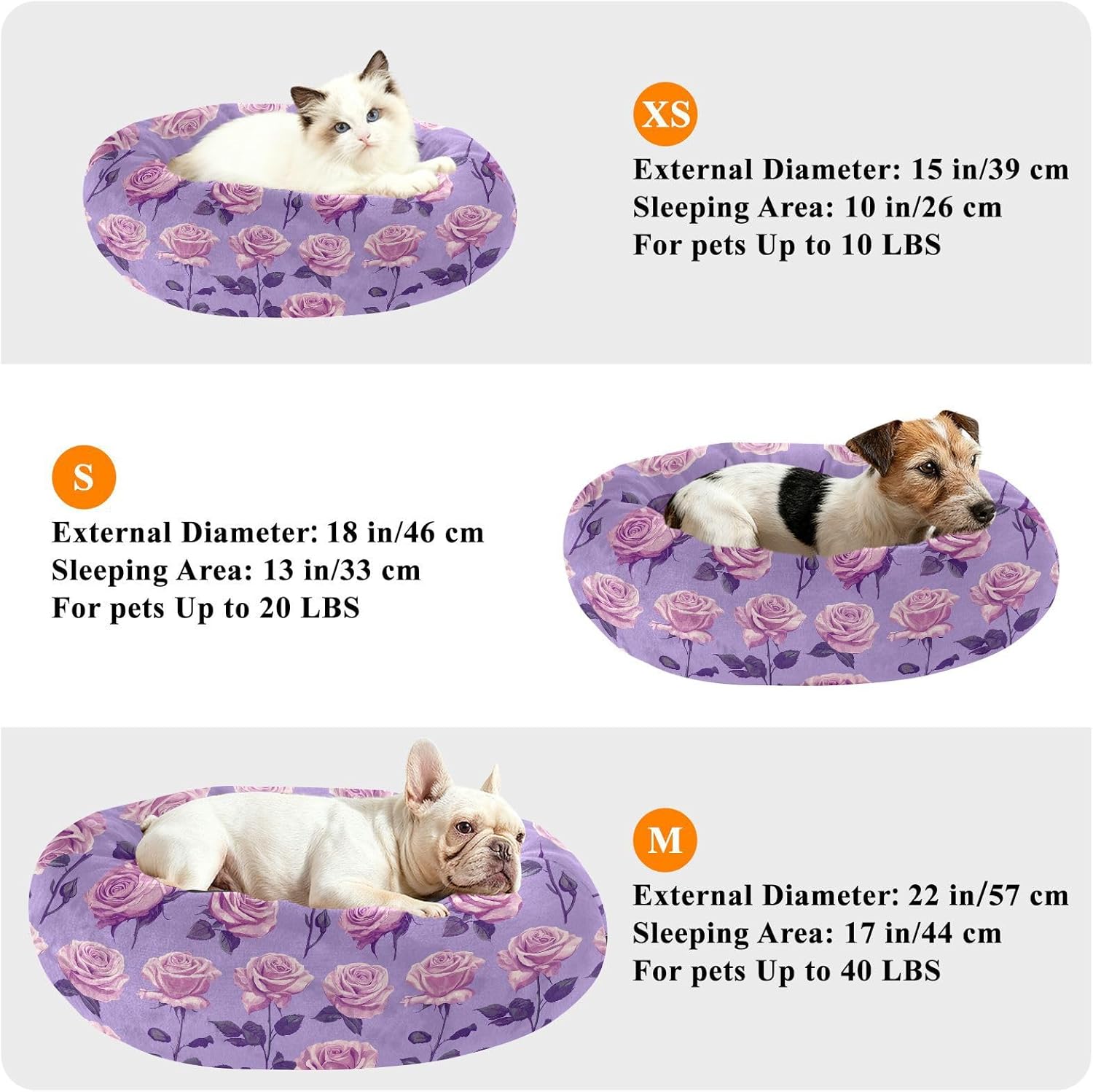 Pet Dog Beds Warm & Cozy Fluffy Dog Pillow Bed for Extra Small Size Pets Sleeping M Beauty Rose Purple