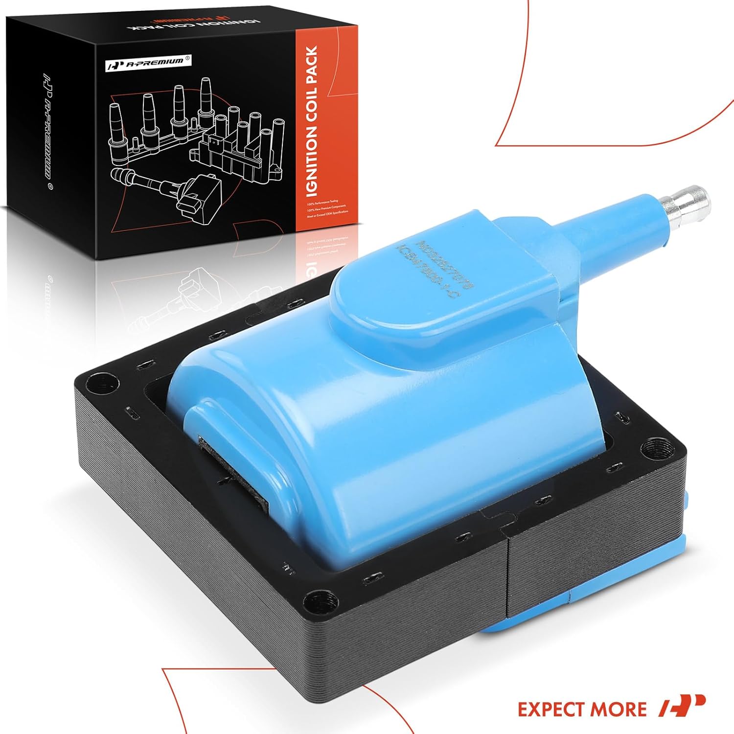 A-Premium (Blue) Engine Ignition Coil Pack Compatible with Ford F-150, F-250, F-250 HD, F-350, F-53 Motorhome Chassis, F-600, F-600 LPO, Mustang & Laforza & Lincoln & Mazda & Mercury & Merkur