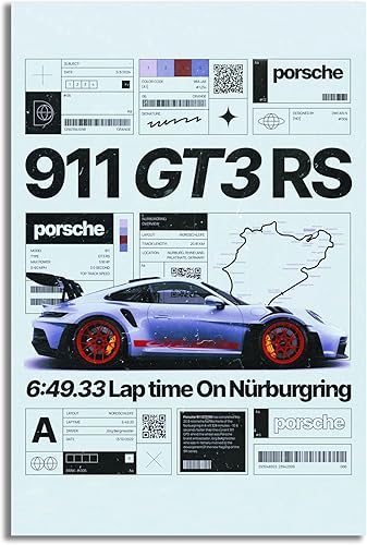 Póster de Supercar 911 GT3RS - Póster de carreras para pared, lienzo vintage, lienzo, pintura en lienzo, pósteres de regalo de cumpleaños,
