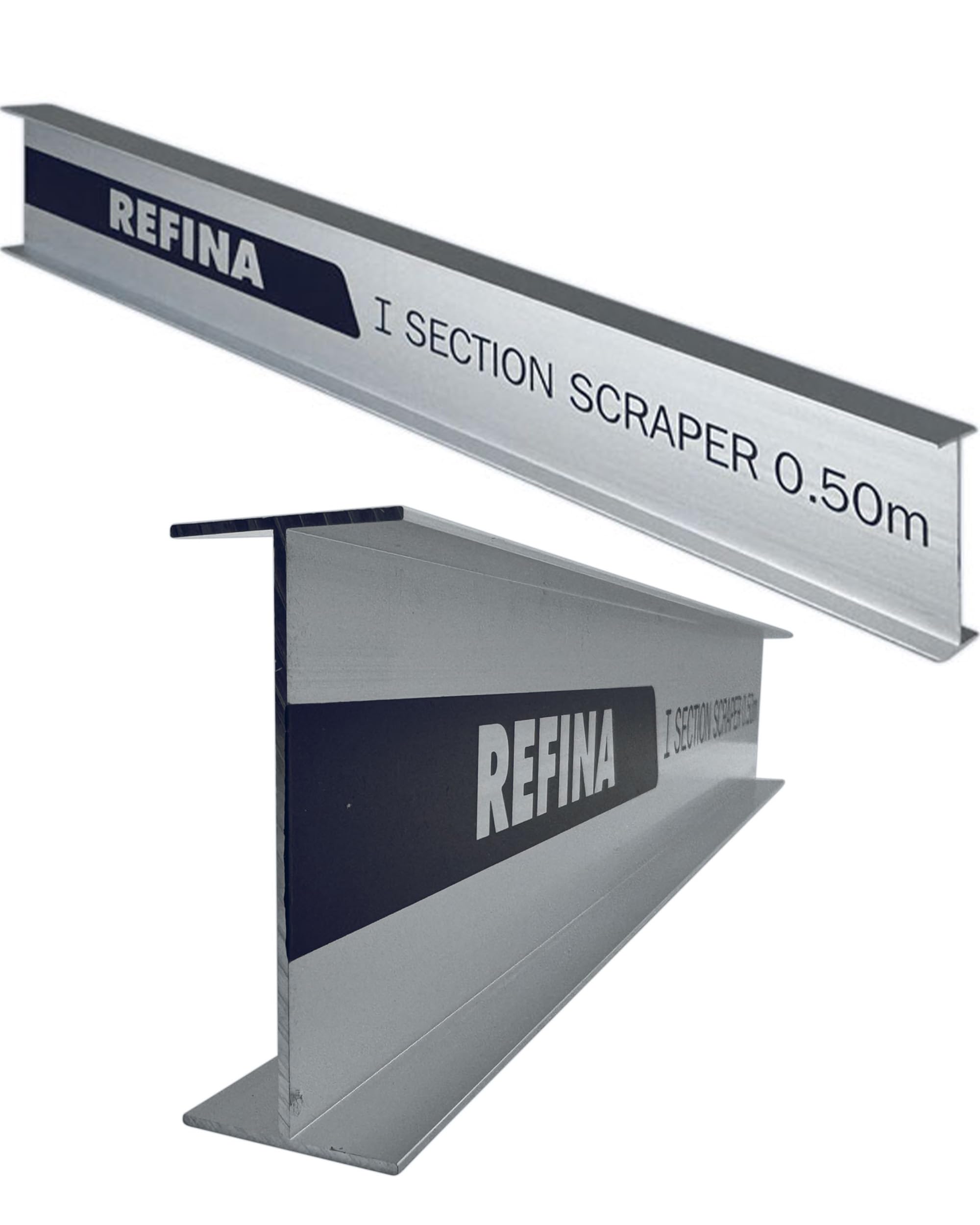 REFINA 1'8" (0.50m) I-Section Scraper Tool for Levelling, Flattening, Scraping & Render Finishes - 75 x 30mm Profile w/Straight Edge & Non-Marking Finish - Lightweight & Durable Aluminium I-Bar