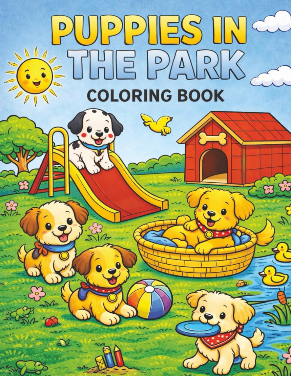 Puppies in the Park Coloring Book: Perfect for toddlers and preschoolers (Ages 2–5)