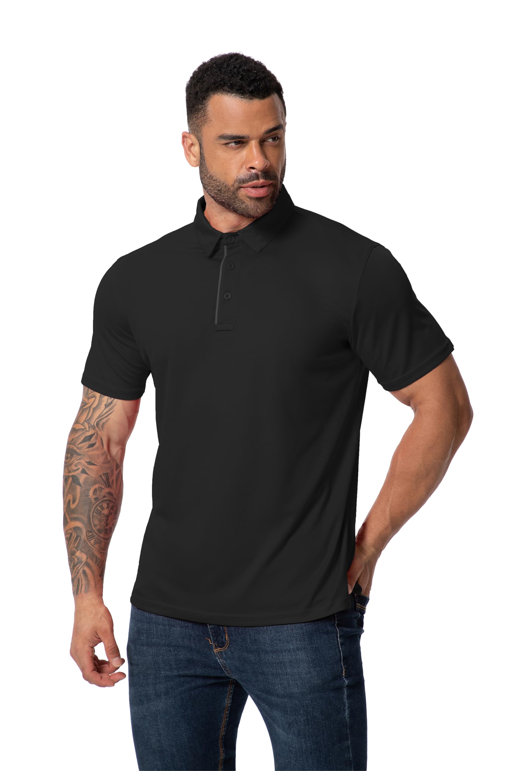 3er Pack Polo Homme Manches Courtes Séchage Rapide Poloshirt Basic Regular Fit Hygroscopique Polo Golf Respirant Golf Outdoor T-Shirt