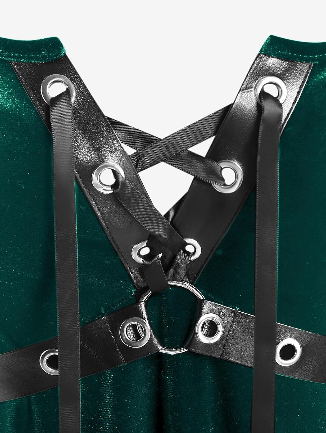 ROSE GAL Rosegal Gothic Lace Up Grommets High Low Velvet Midi Dress - Image 4