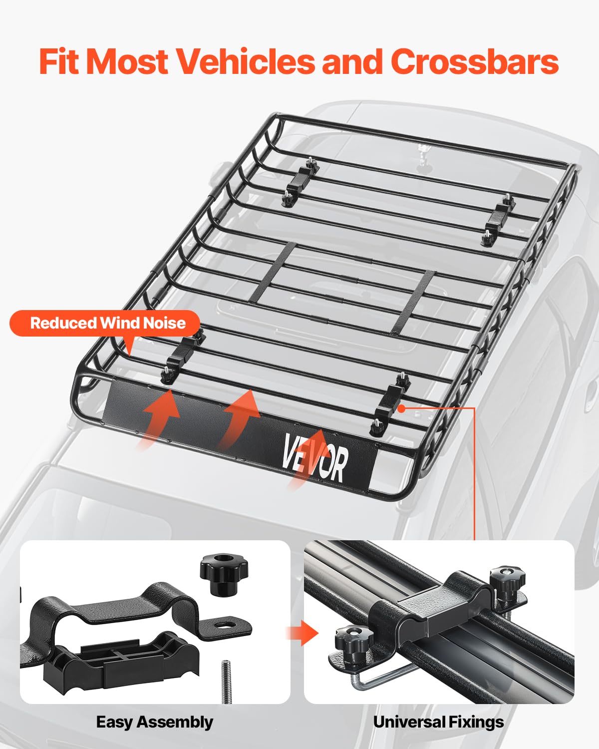 VEVOR Cesta para Portaequipajes de Techo 130x91x10,5 cm Portaequipajes Universal para Techo con Bolsa de Carga 112x87x26 cm Carga Máxima de 90,7 kg Soporte de Equipajes para SUV, Camión, Coche