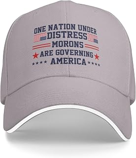 Morons are Governing America Hats One Nation Under Distress Baseball Cap