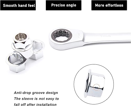 Miniatura 4 de Zhushan Juego de llaves de trinquete de extremo de caja doble, llave de doble cabeza (14 a 0.748in), llave de acero semiautomática de doble