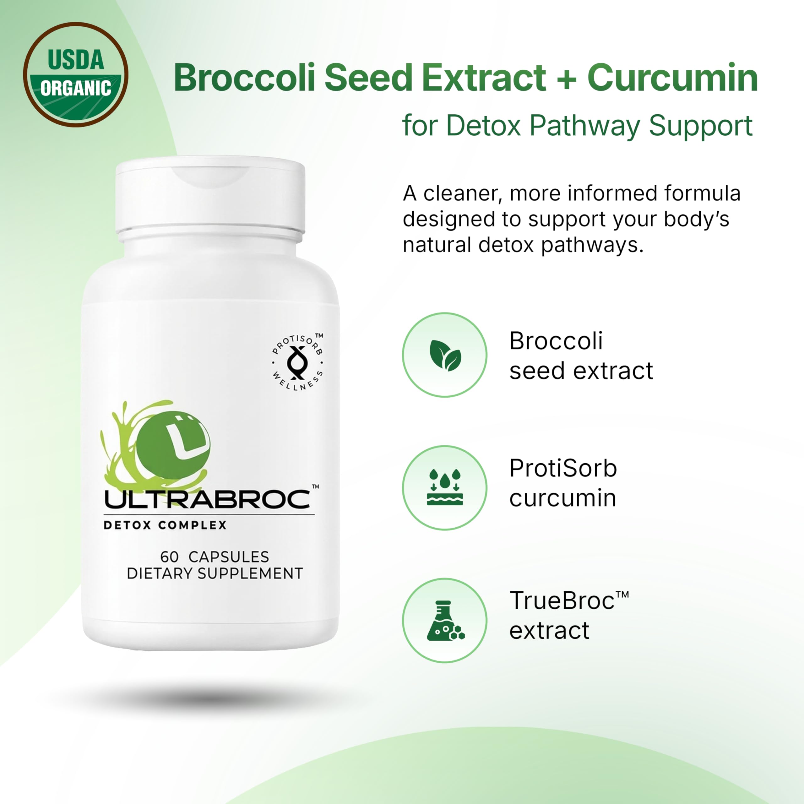 UltraCur Detoxification Supplement | Broccoli Seed Extract & Protisorb Curcumin, Sulforaphane Glucoraphanin, Liver Support, Antioxidant Supplement, Fast Absorption | 60 Veg Capsules — Amazon image 3