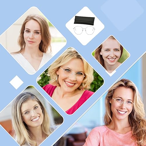 Miniatura 7 de Gafas de lectura de metal con polígono de moda para mujeres y hombres, lectores de computadora con bloqueo de luz azul retro, antifatiga ocular