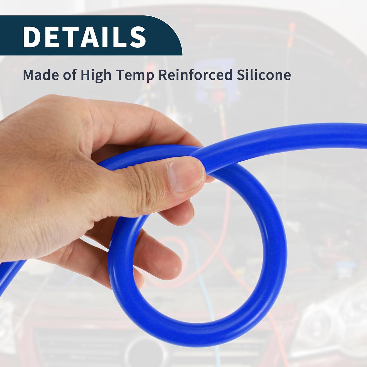 Silicone Vacuum Tubing Hose 130PSI Max Pressure Automotive Vacuum Line Blue with Vacuum Connector 1 Set 5Ft 3/4/5/6/8/10mm ID 3mm Thickness