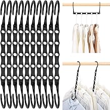 HOUSE DAY 10 Pack Space Saving Hangers, Black, Premium Smart Hanger, Closet Organizers and Storage, Sturdy Cascading Hangers with 5 Holes for Heavy Clothes, College Dorm Room Essentials
