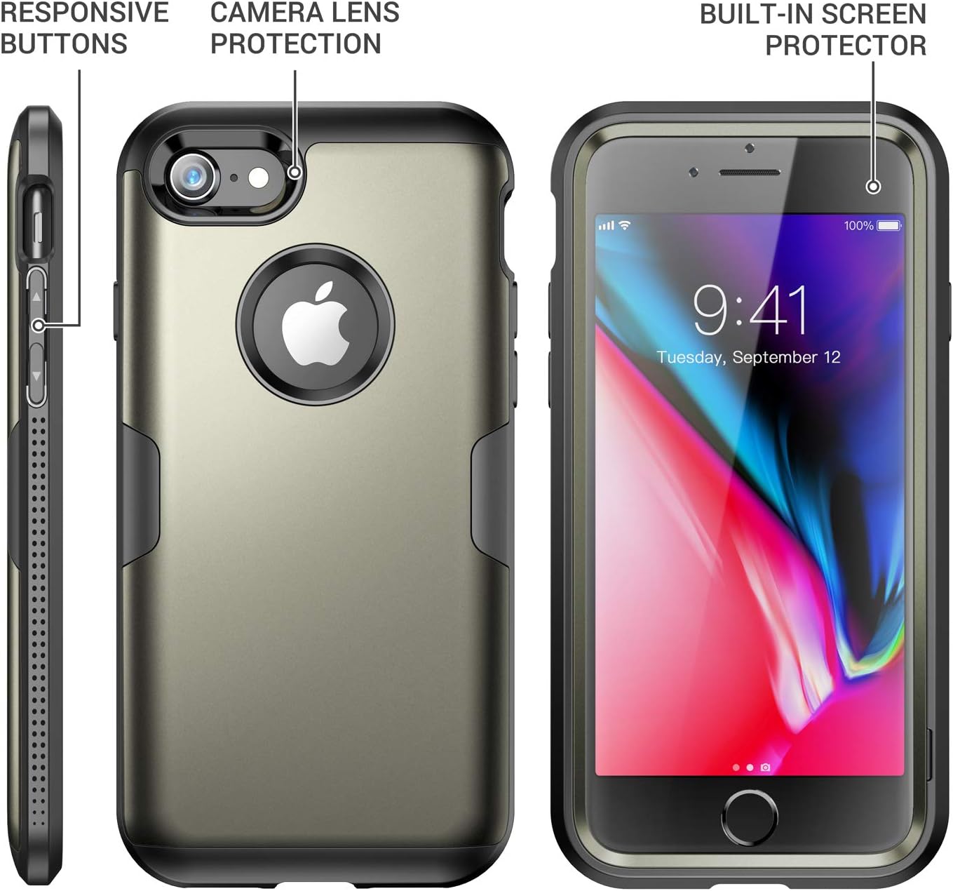 Review YOUMAKER Designed for iPhone 8 Case & iPhone 7 Case, Full Body Rugged with Built-in Screen Protector Heavy Duty Protection Slim Fit Shockproof Cover for iPhone 8 4.7 Inch - Gun