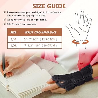 Wrist Thumb Spica Support Brace, Carpal Tunnel Splint, Night Sleep Stabilizer for De Quervain's Tenosynovitis, Tendonitis, Arthritis, Trigger Thumb, Sprain, Fits Unisex, L/XL