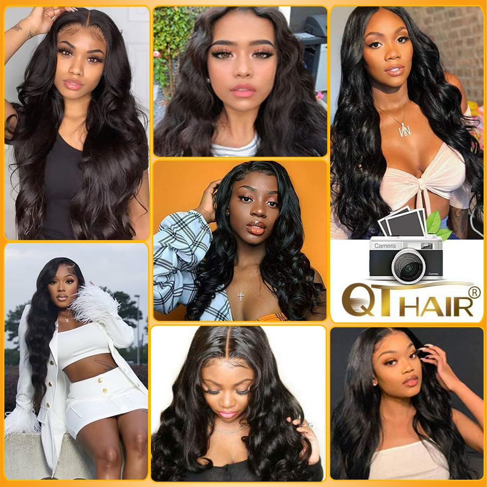 QTHAIR 18A Brazilian Body Wave Hair Weave 26" 28" 30" 300g Natual Color Human Hair Body Wave Hair Bundles Extensions Body Wavy Unprocessed Human Hair Weft