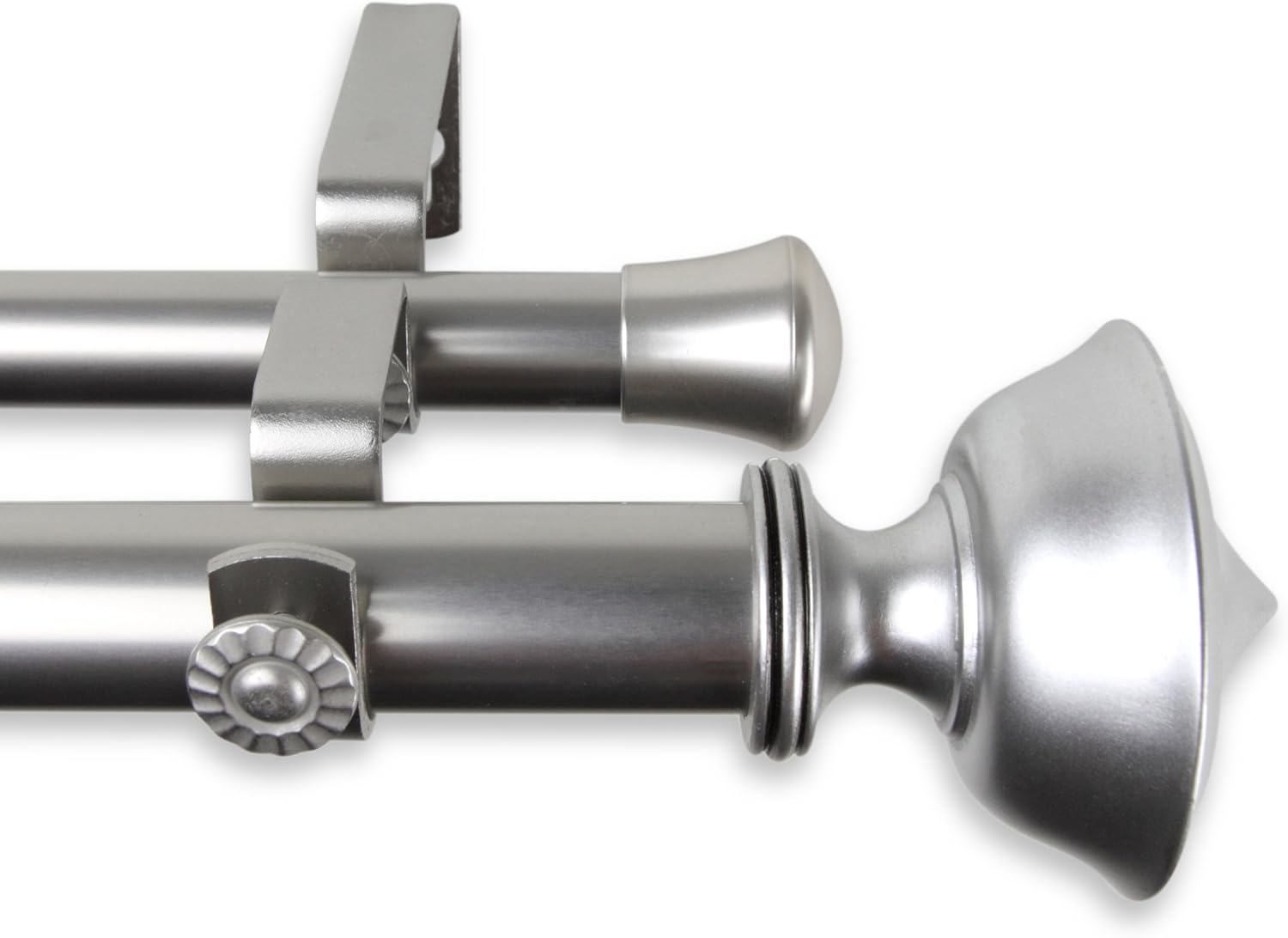 A&F Rod Décor - Harper Double Curtain Rod 1 inch Diameter, 66-120 inch - Satin Nickel