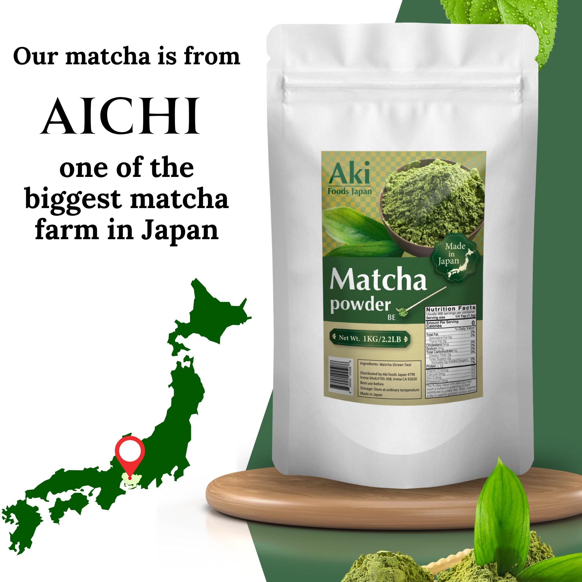 Matcha Powder 2 2LB 1kg by Aki Foods Japan - 100 Japanese Matcha Green Tea Powder Made in — view 3