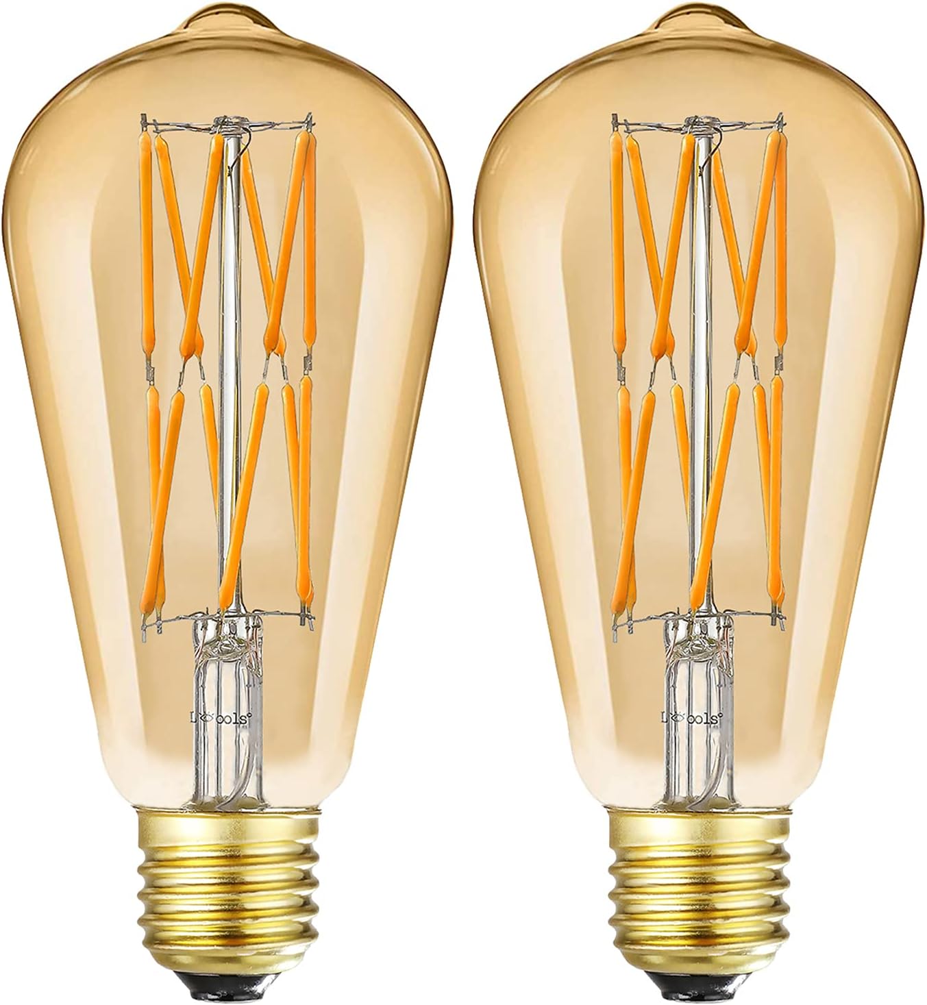 Leools Dimmable Vintage LED Edison Bulbs 12W,Equivalent 100 Watt, 2500K Warm White(Amber Gold Glass), E26 Base, Decorative Antique Shape, Squarrel Cage Filament Vintage Light Bulb, 2-Pack