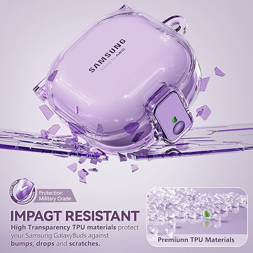 Miniatura 3 de Con bloqueo de seguridad Funda transparente para Samsung Galaxy Buds FE (2023)Buds 2 Pro (2022)Buds 2 (2021)Buds Pro (2021)Buds Live (2020),