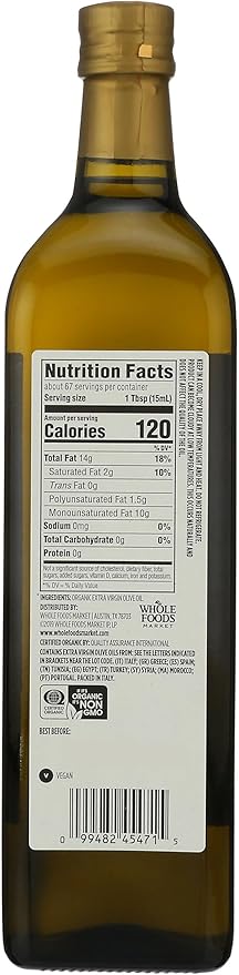 Aceite de Oliva Extra Virgen Orgánico 365 by Whole Foods Market 1 L miniatura 3