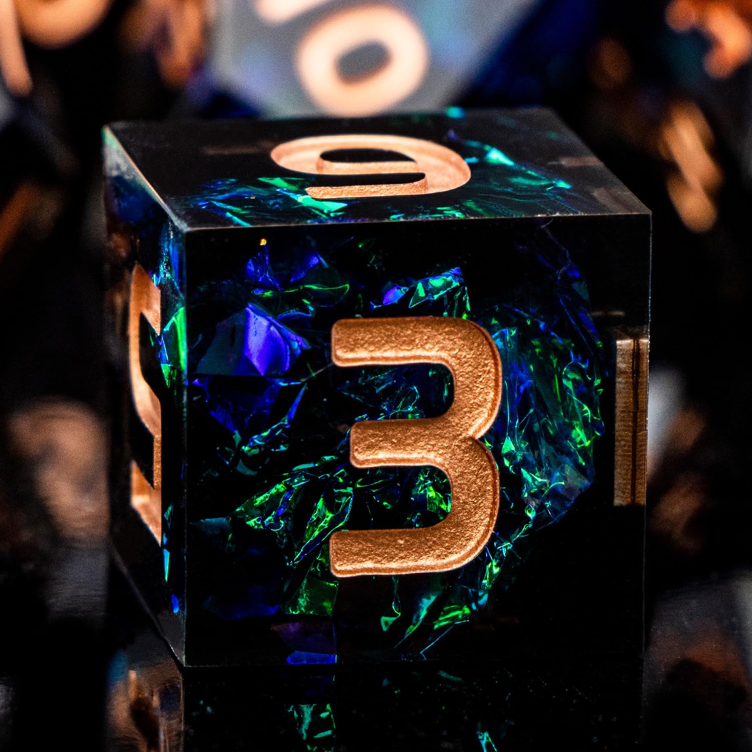 ARUOHHA DND Sharp Edges Dice Translucent Glitter Inclusions Resin Dragons D and D Dice Set, RPG Role Playing Games, Lightning Handmade Dungeons Polyhedral Dice Set