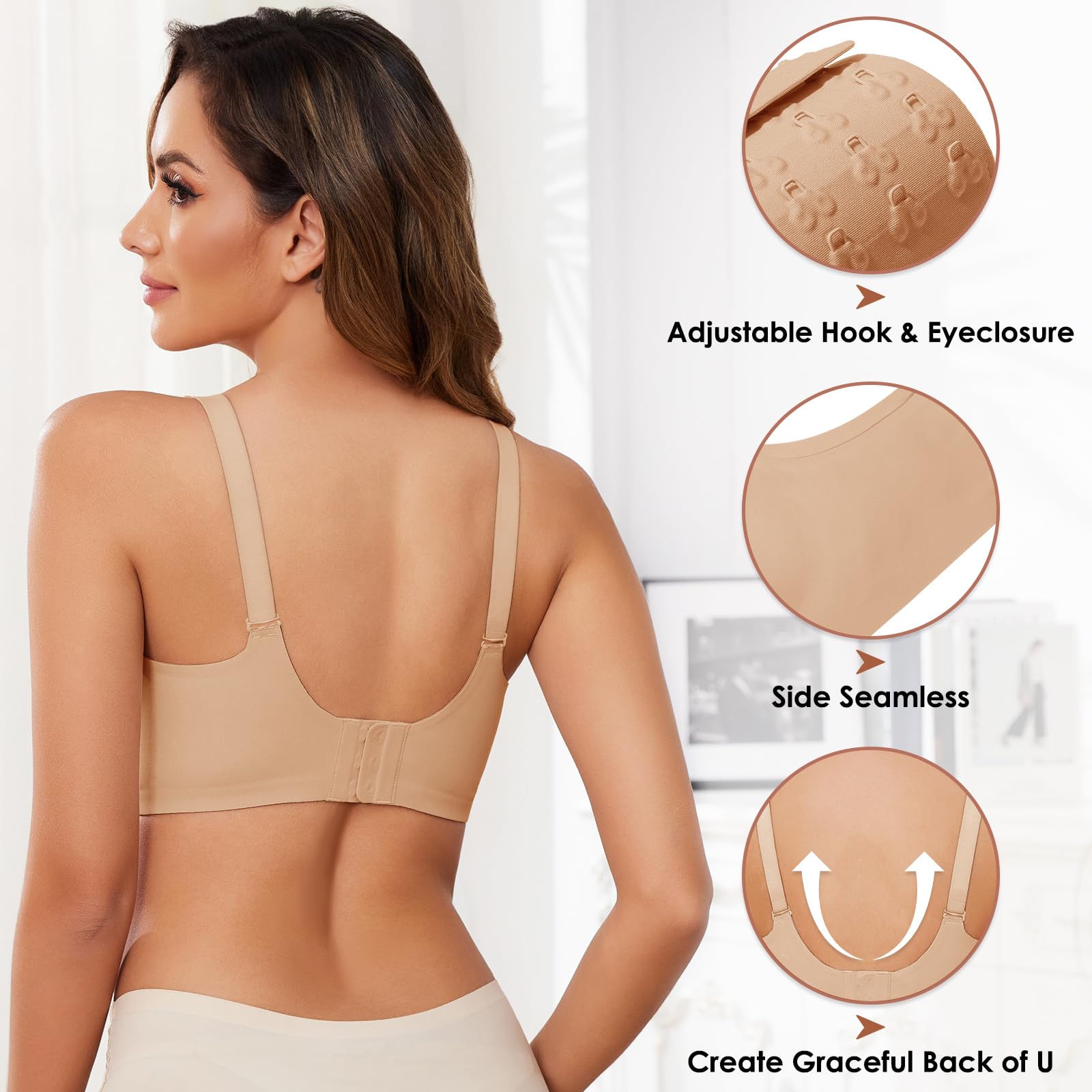 Lonya Donna Reggiseno Senza Ferretto Reggiseni Senza Cuciture Push Up Comodo Reggiseno Imbottito Cinghie Regolabili