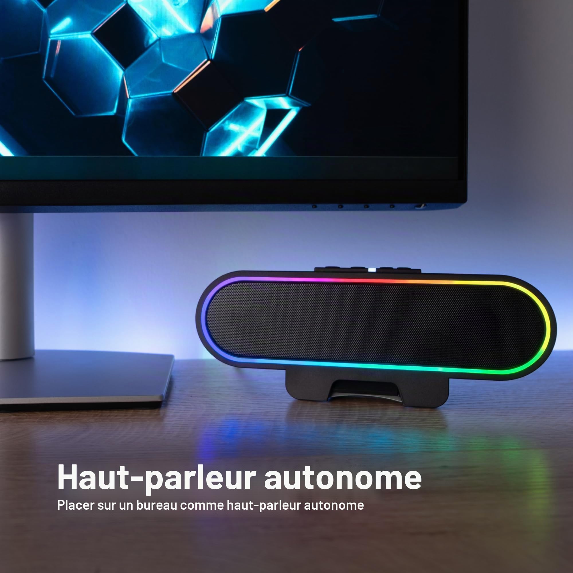 Cyber Acoustics CA-2890GX Barre de haut-parleur USB, 10 W, lumières LED à
