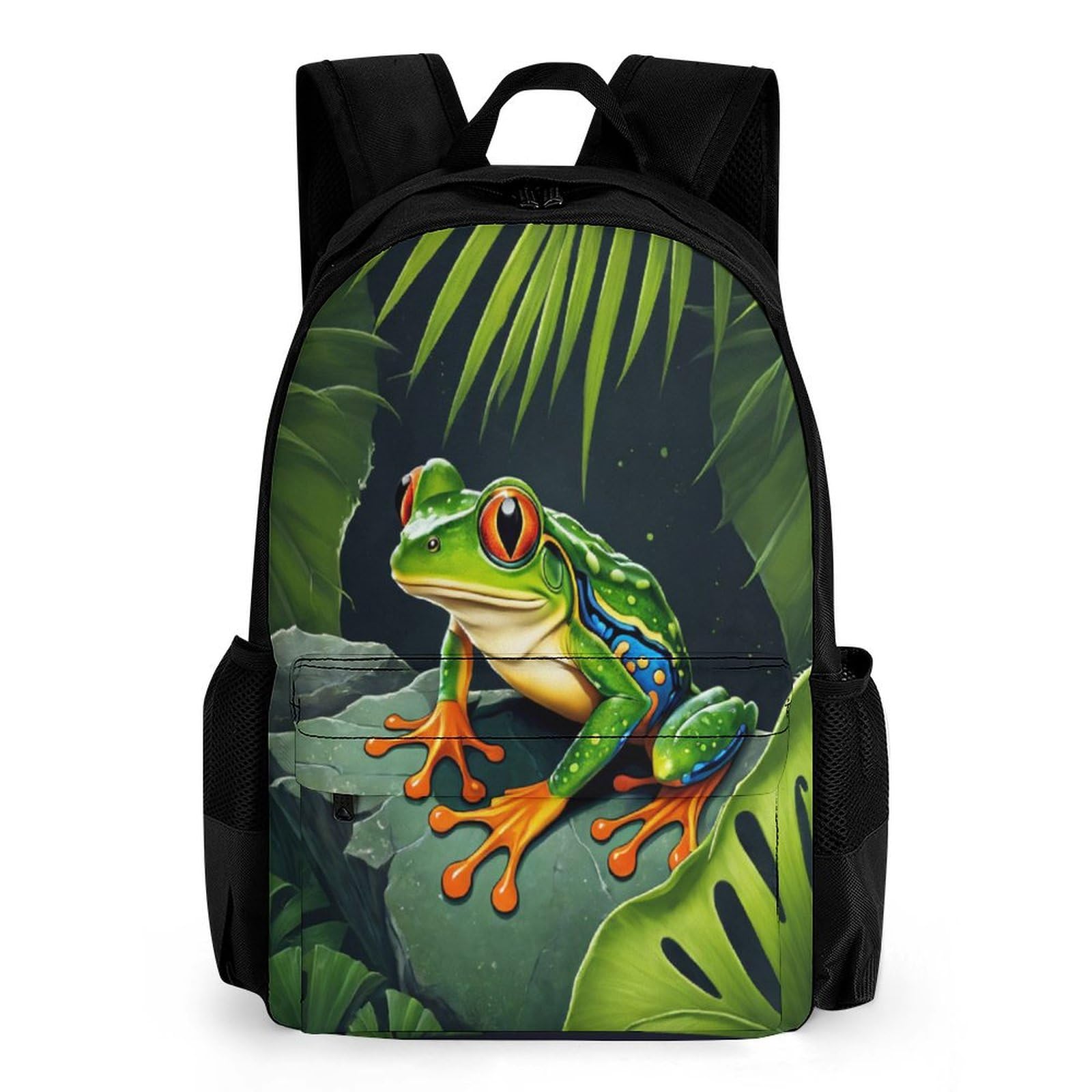 Tnfhsoft Unisex Kids Frog-3 Frog Kids Childrens Backpack Cute Animals Ackpack School Rucksack Personality Travel Bag Boys Girls With Side Mesh Pocket 42X30.5cm