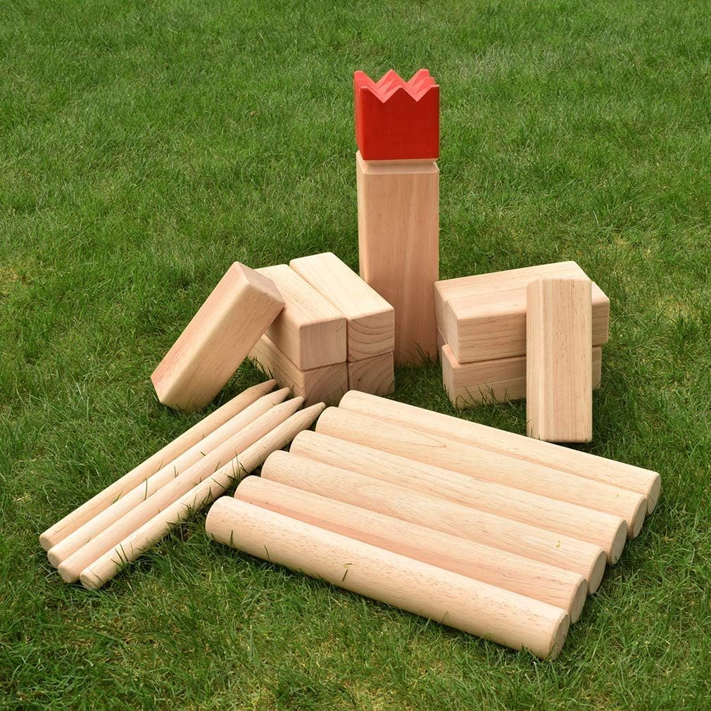 Kubb Yard Game Set Yard Lawn Beach Toss Games Premium Set for Kids & Adults Hardwood Viking Outdoor Games for Adults and Family with Carry Bag