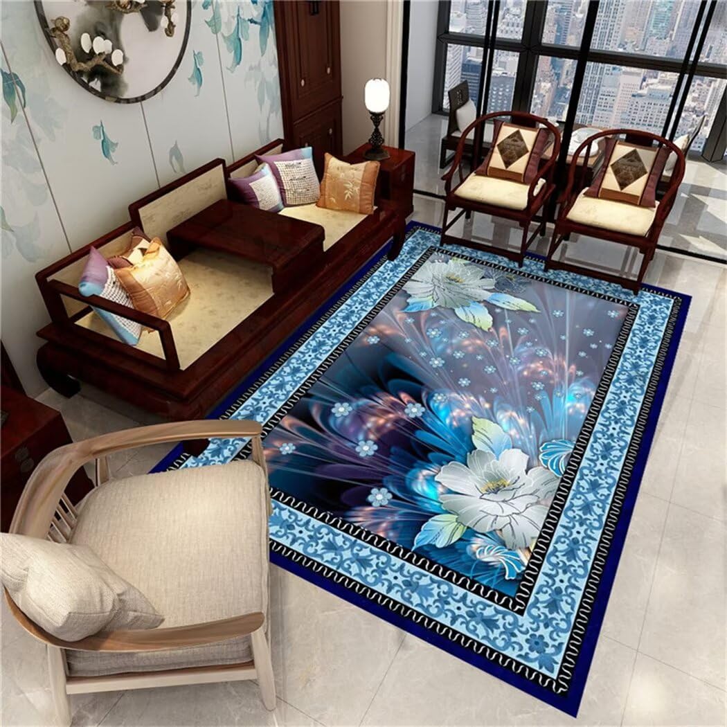 Tapis sol enfant bleu grand format 180X250 pour couloir et salon
