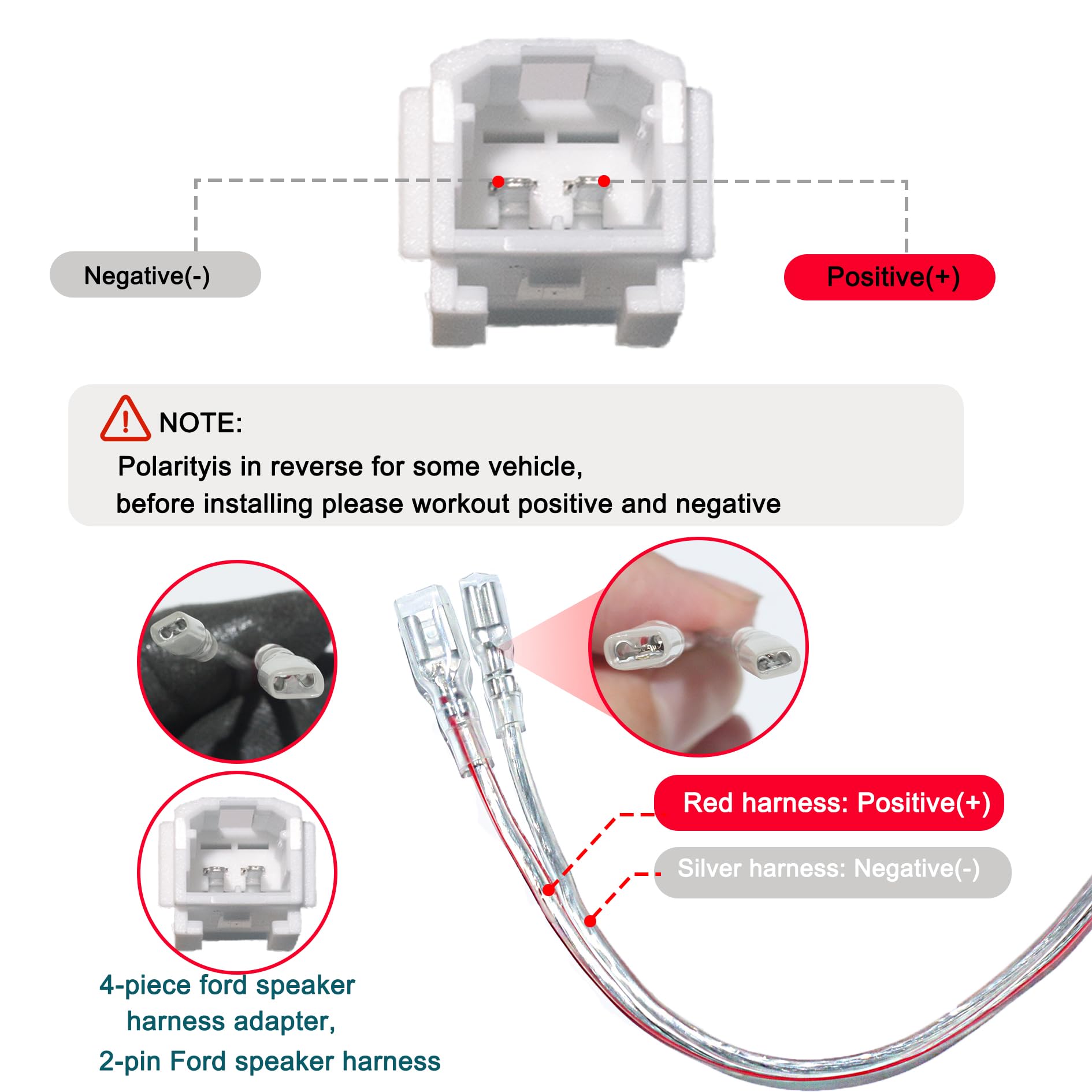 Front-Armaturenbrett-Hochtöner, Lautsprecher, Kabelbaum-Adapter, Stecker, Ersatz für Do-dge Ram JEE-p Chry-sler 2005–2022 Aftermarket Dash Hochtöner Audiokabelstecker, 4 Stück