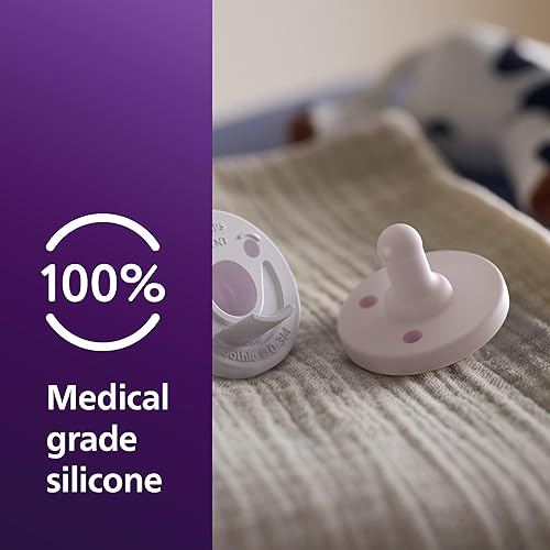 Miniatura 4 de Philips Avent Soothie - Chupetes ortodónticos para bebés, 100% de silicona, de una pieza, sin BPA, para bebés de 3 a 18 meses, 2 lila y 2 rosas, 4