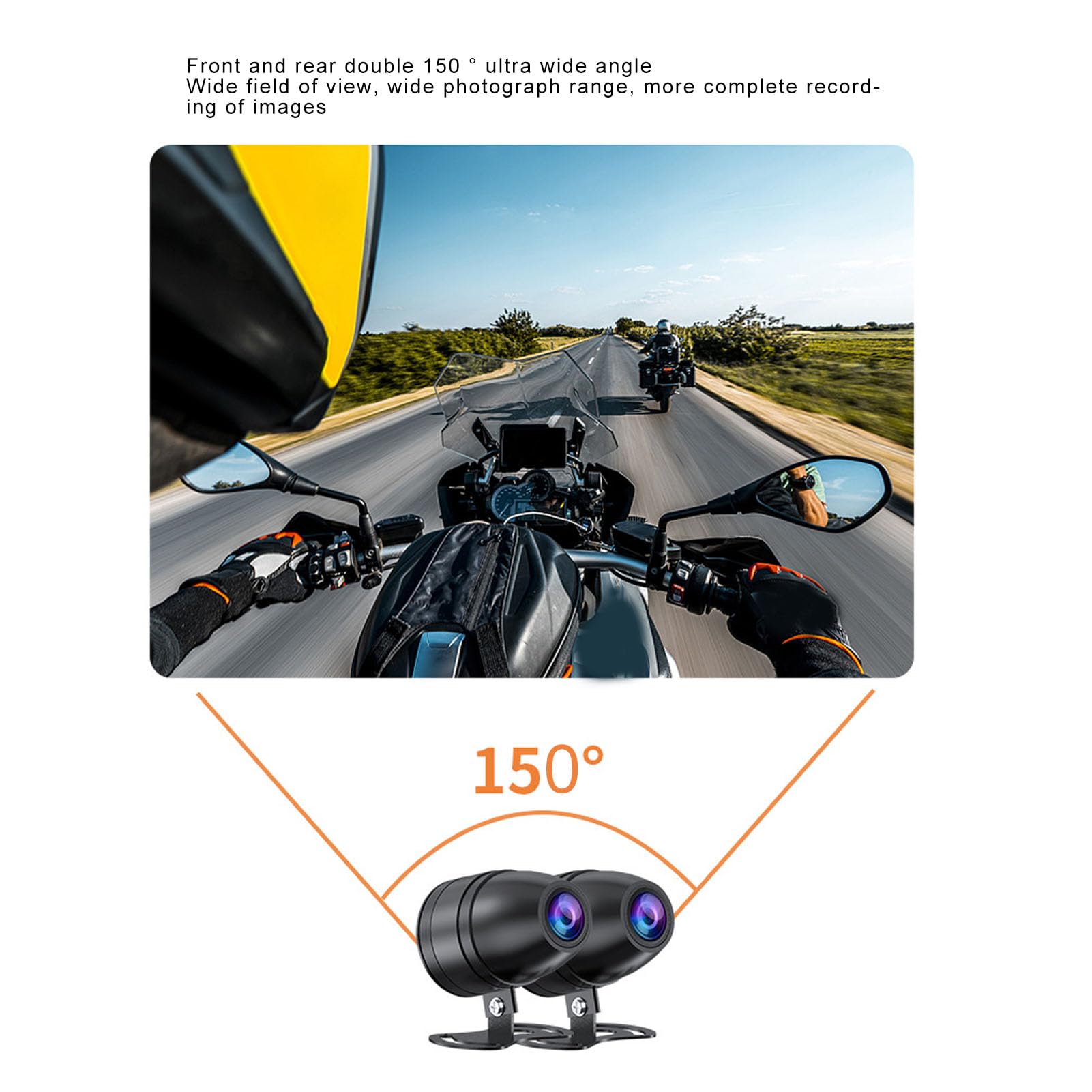 Cámara para Salpicadero de Motocicleta, 1080P, Grabación Dual Delantera y Trasera, Visión Nocturna, Pantalla Táctil IPS de 3 Pulgadas, IP67, Resistente Al Agua, para ATV, UTV,