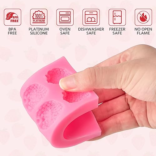 Miniatura 3 de 4 moldes para fondant de fresa, moldes de chocolate de fresa, moldes de silicona para hornear frutas y flores 3D para decoración de pasteles,
