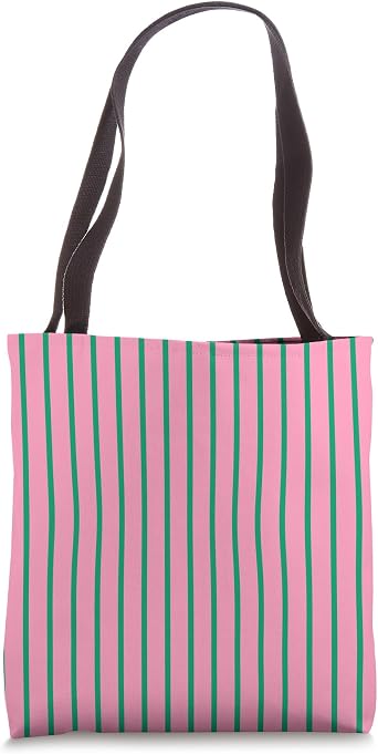 Cute Pink and Green Striped Aesthetic Minimal Vertical Lines Tote Bag