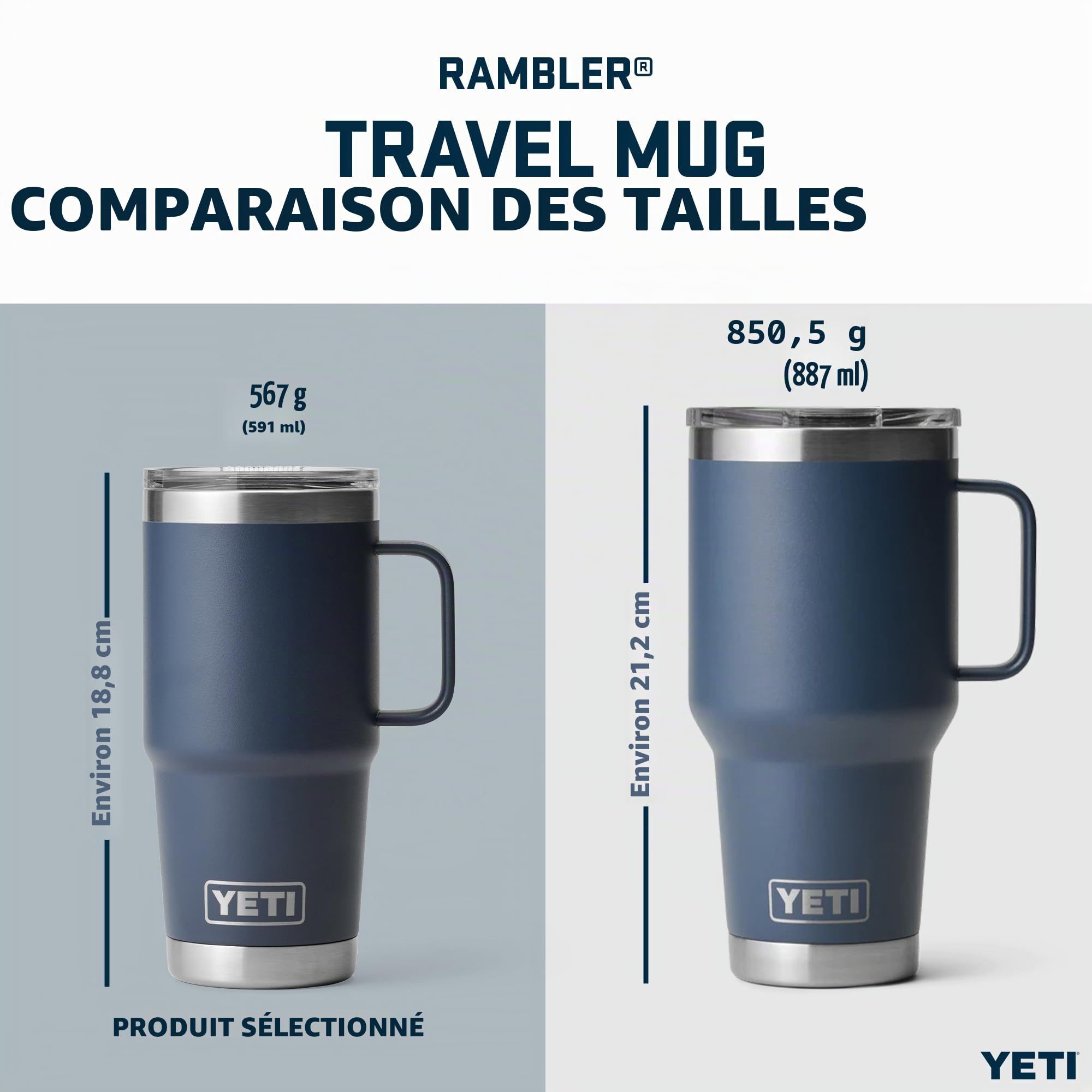 YETI Rambler Travel Mug, Stainless Steel Vacuum Insulated Mug with Stronghold Lid, Firefly Yellow, 20 oz (591 ml)