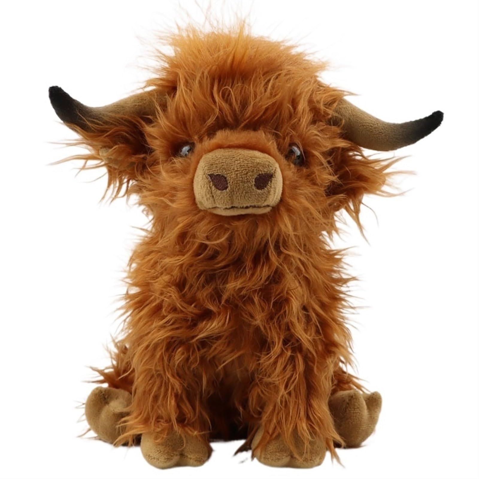 TOPLITHE Cute Highland Cows Plush, Lifelike Highland Calf Stuffed Animals Soft Farm Cattle Plushie Gift for Kids Christmas Halloween