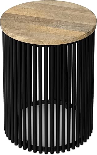 Miniatura 16 de SIMPLIHOME Demy - Mesa auxiliar redonda de metal sólido de 18 pulgadas de ancho con parte superior de mármol genuino blanco y base de metal negro,
