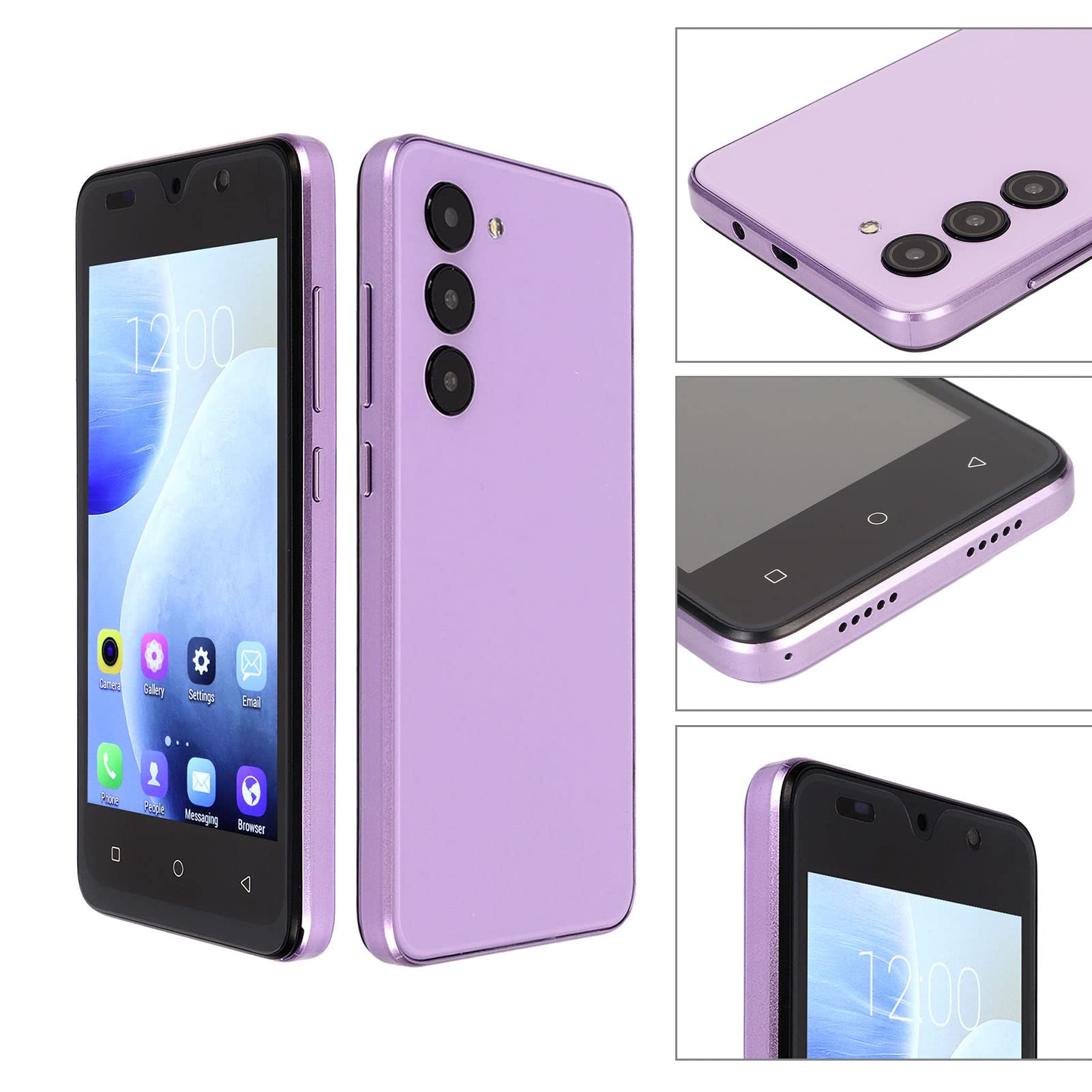 Odblokuj Smartfon, 2 GB RAM 16 GB ROM, 5,0-calowy Ekran HD, Rozpoznawanie Twarzy,6, Dual SIM Dual Standby, Aparat 2 MP + 5 MP, WIFI, BT 5.0, Telefon Komórkowy 3G (Fioletowy)