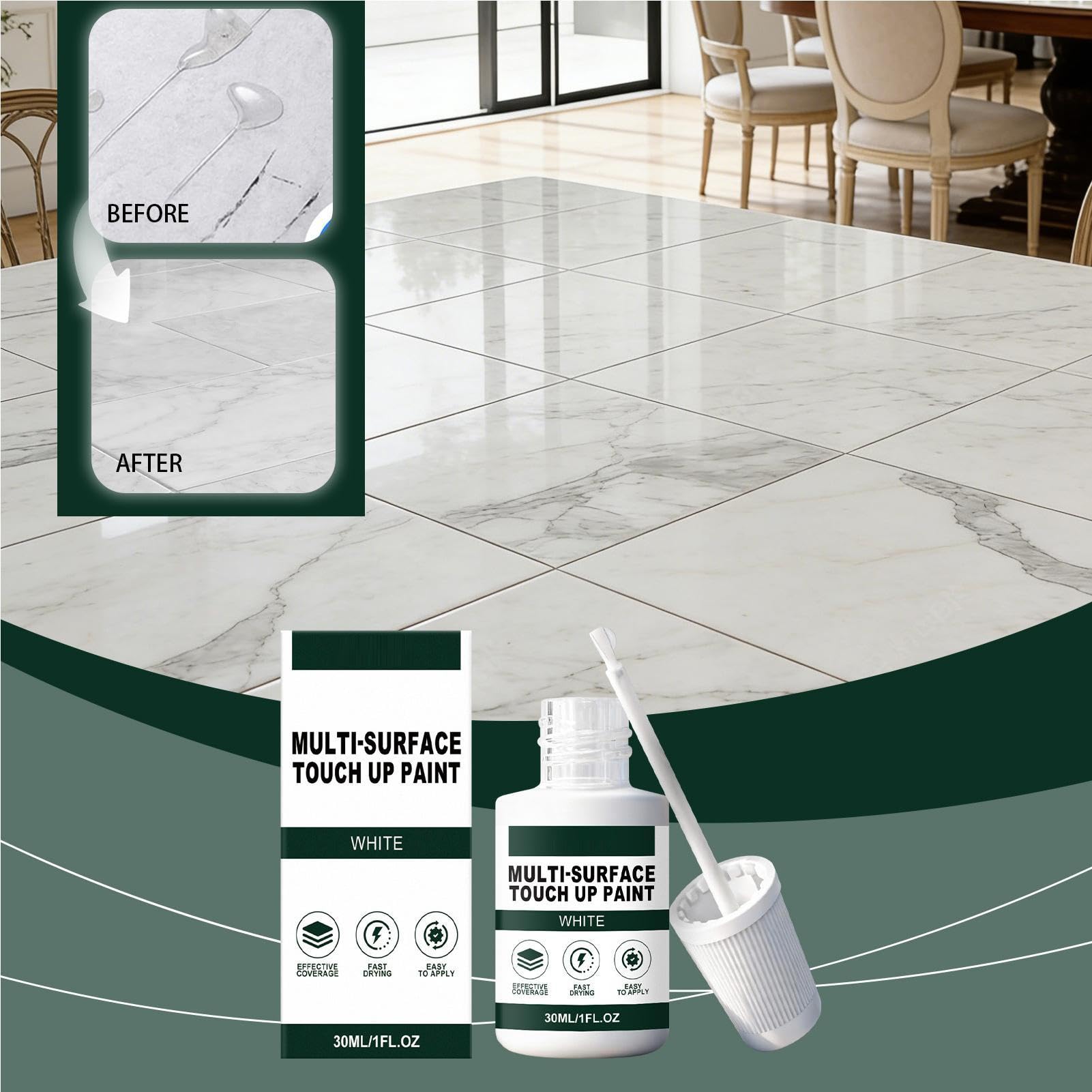Penna Stucco Legno Bianca - 30 ml di Rimuovigraffi Impermeabile - Vernice Per Porte Ad Asciugatura Rapida - Per Armadi Mobili Telai Di Porte Metallo Smalto Elettrodomestici