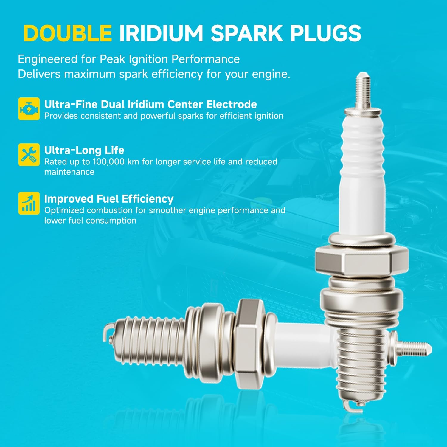 UF680 Ignition Coil Pack and Double Iridium Spark Plugs set For 2.0T 2.5L Buick Envision Regal Cadillac ATS CTS CT6 Chevy Blazer Camaro Equinox Malibu GMC Terrain 12627120 12687140 12654078