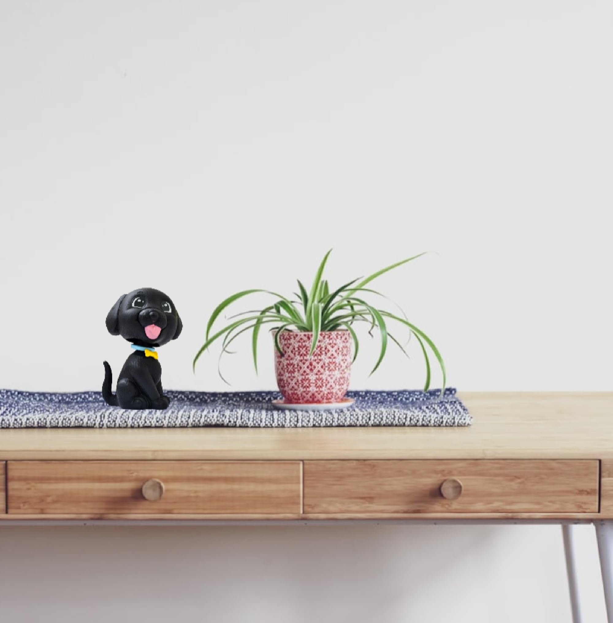 AUGEN Cute Dog Black Bobblehead for Car Dashboard, Office Desk & Study Table (Pack of 1)