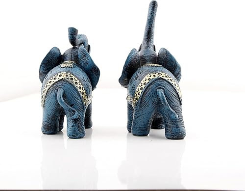 Miniatura 5 de Figuras de elefantes tailandeses azules para parejas, estatuas de elefante con tronco, regalos para decoración de escritorio, manualidades para el
